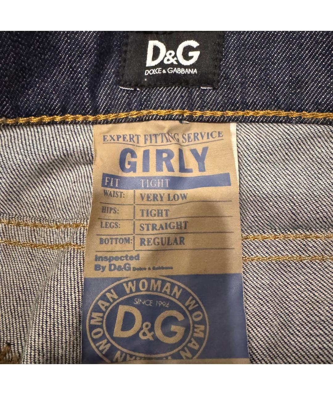 DOLCE&GABBANA Темно-синие хлопковые прямые джинсы, фото 3