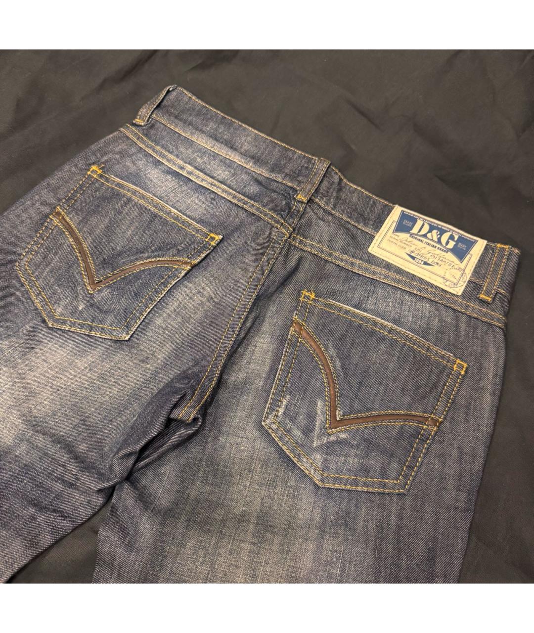 DOLCE&GABBANA Темно-синие хлопковые прямые джинсы, фото 6