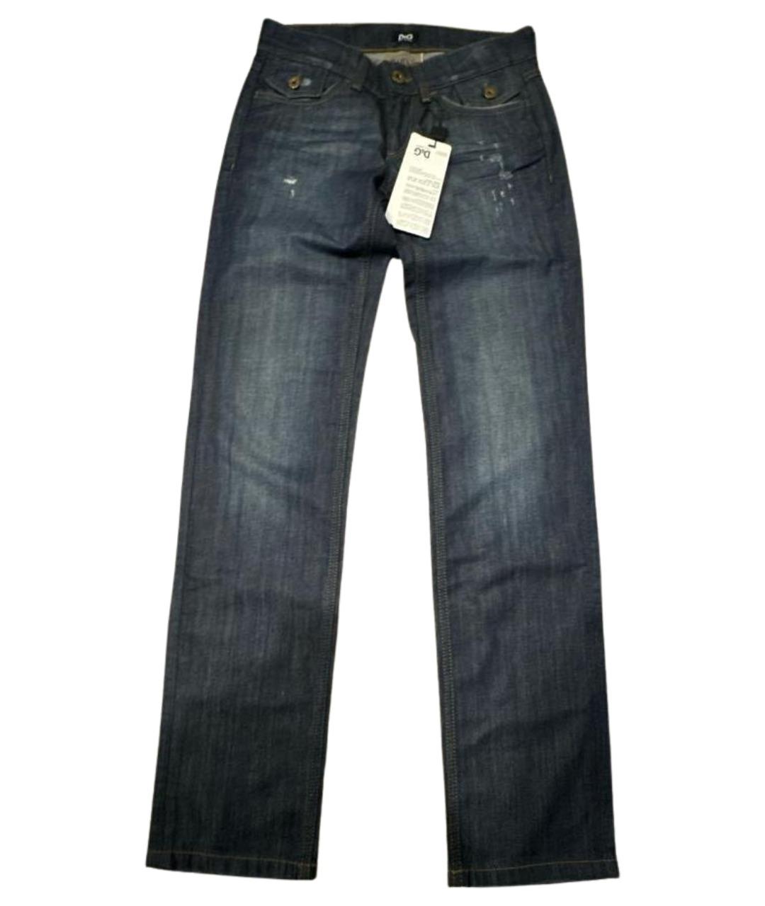 DOLCE&GABBANA Темно-синие хлопковые прямые джинсы, фото 1