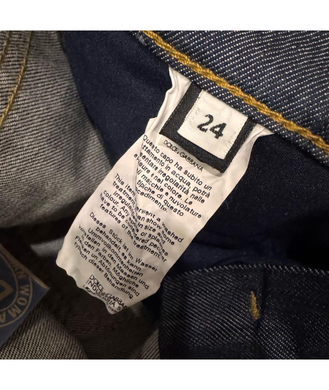 DOLCE&GABBANA Темно-синие хлопковые прямые джинсы, фото 4