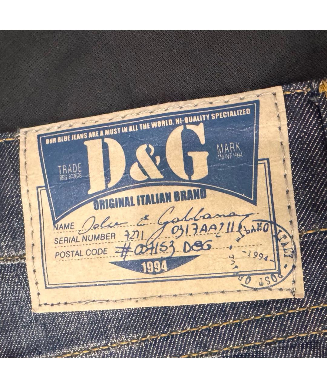 DOLCE&GABBANA Темно-синие хлопковые прямые джинсы, фото 8