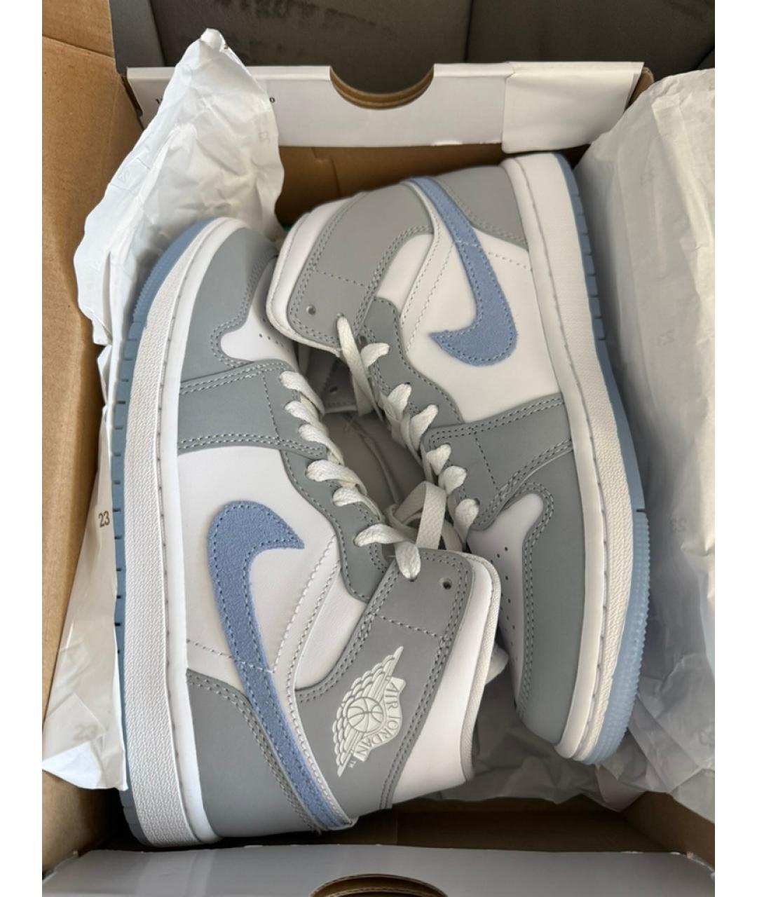 JORDAN Серые кожаные кроссовки, фото 2