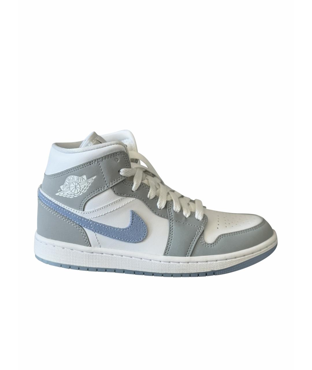 JORDAN Серые кожаные кроссовки, фото 1