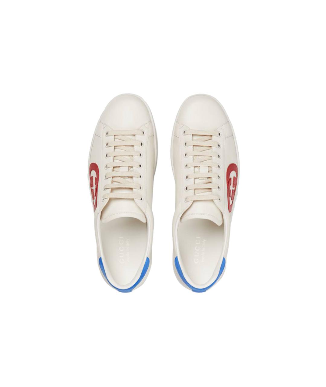 GUCCI Белые кожаные низкие кроссовки / кеды, фото 3