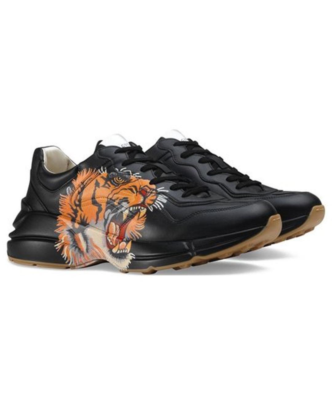 GUCCI Черные кожаные высокие кроссовки / кеды, фото 3