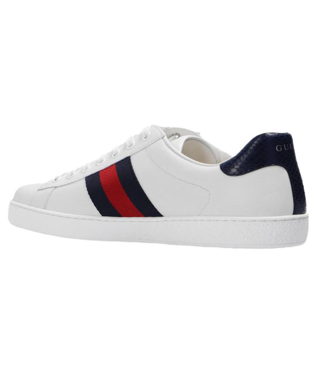 GUCCI Белые кожаные низкие кроссовки / кеды, фото 3