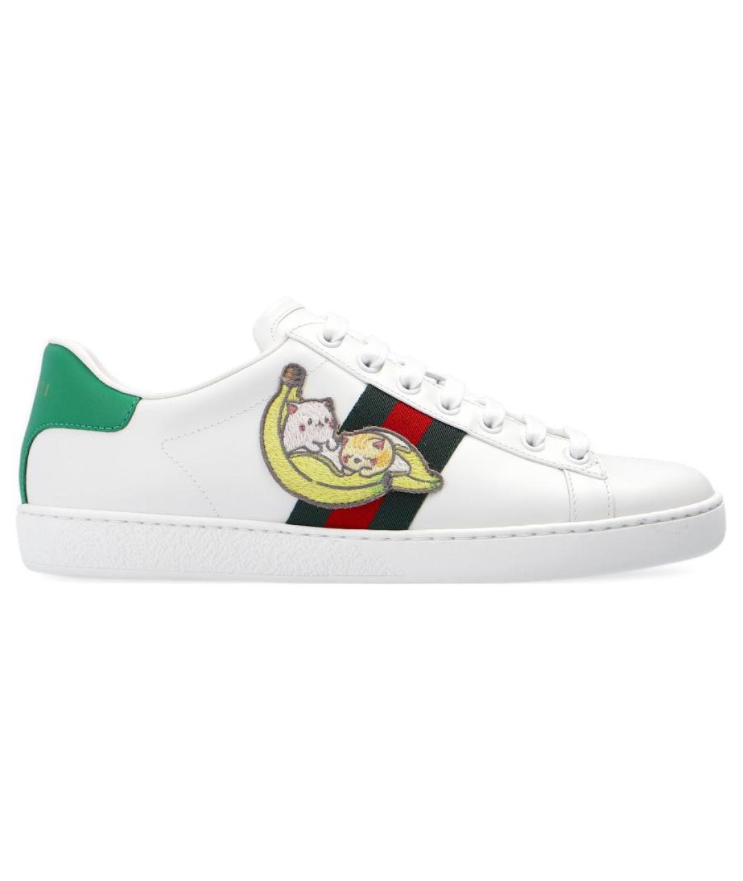 GUCCI Белые кожаные кеды, фото 6