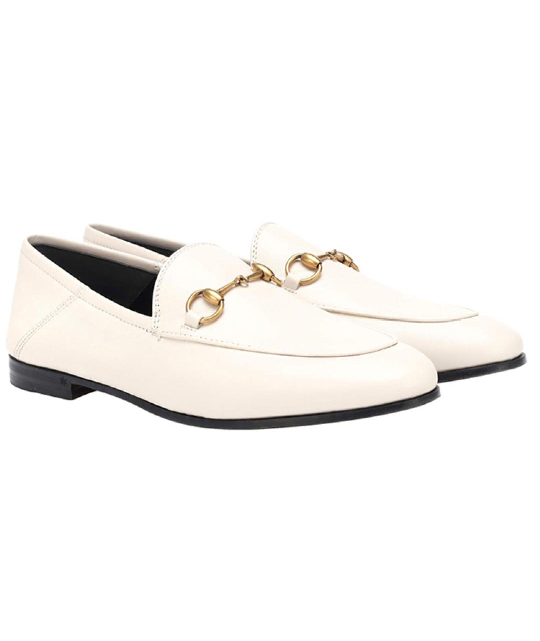 GUCCI Белые кожаные лоферы, фото 3