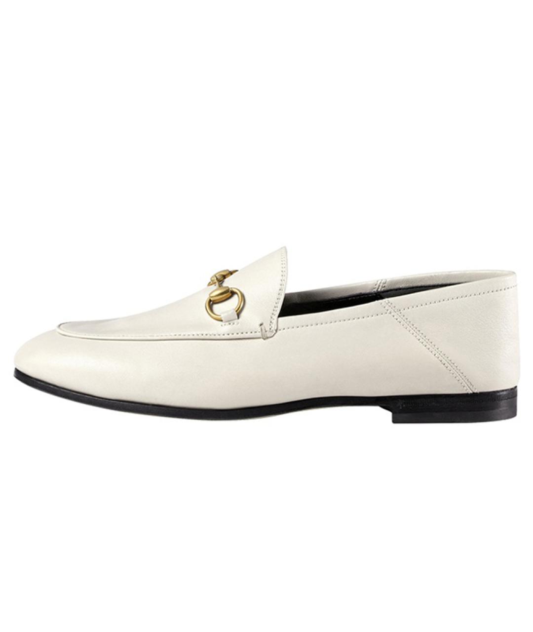 GUCCI Белые кожаные лоферы, фото 6