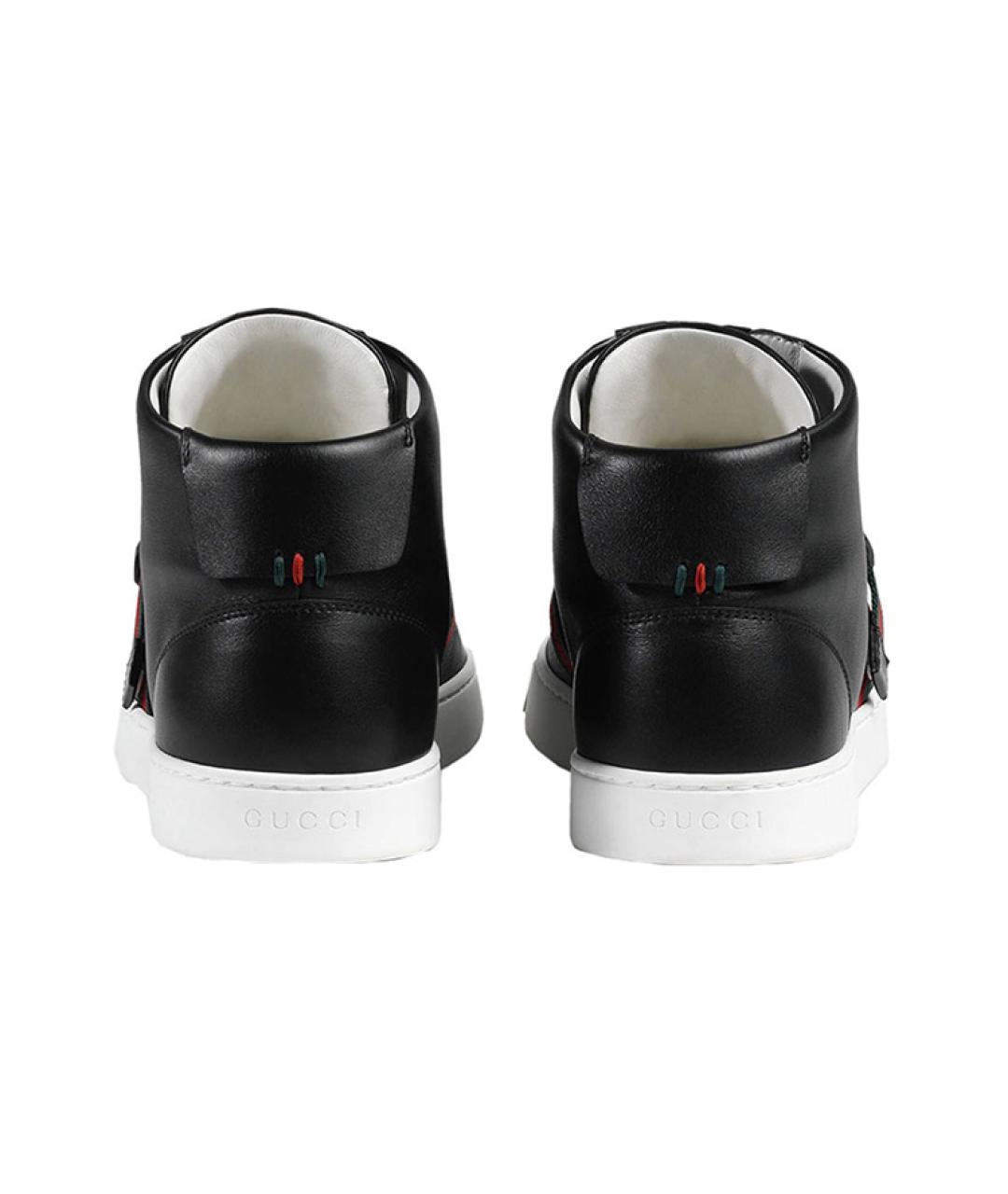 GUCCI Черные кожаные низкие кроссовки / кеды, фото 4