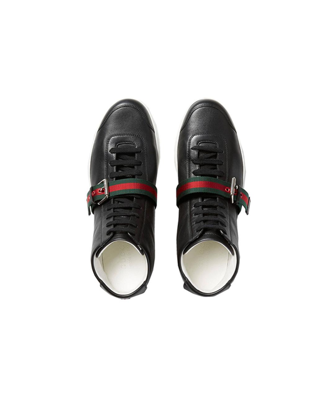 GUCCI Черные кожаные низкие кроссовки / кеды, фото 3