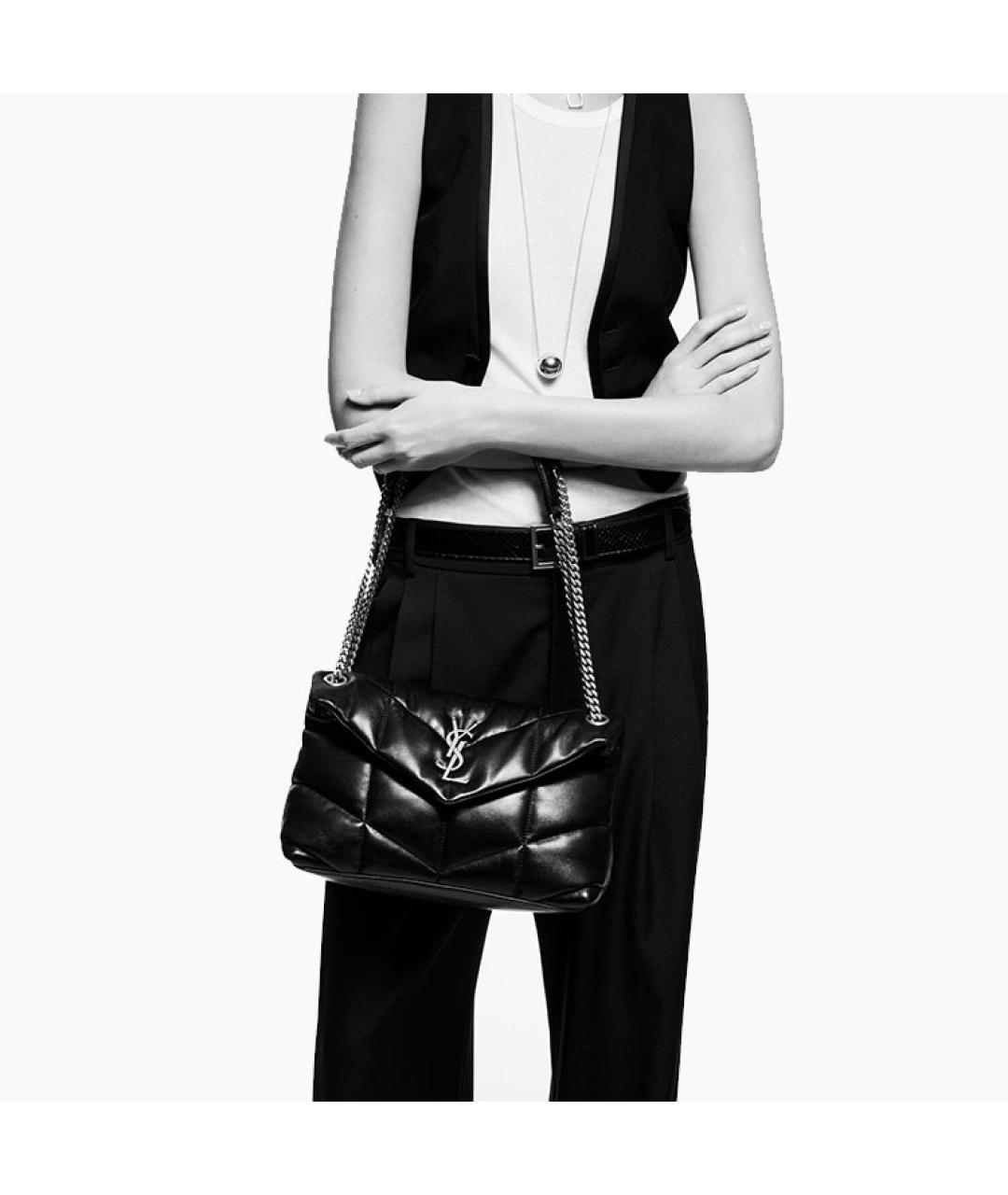 SAINT LAURENT Черная кожаная сумка через плечо, фото 8