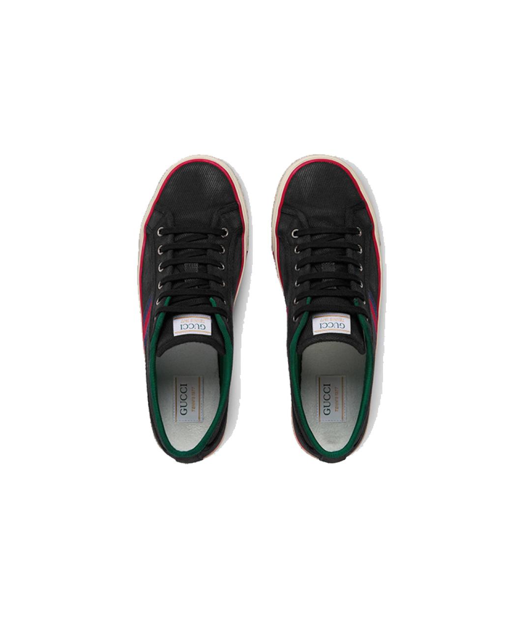 GUCCI Черные текстильные низкие кроссовки / кеды, фото 4