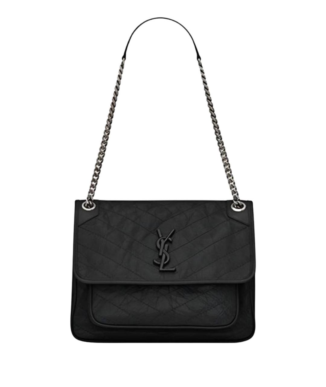 SAINT LAURENT Черная кожаная сумка через плечо, фото 1