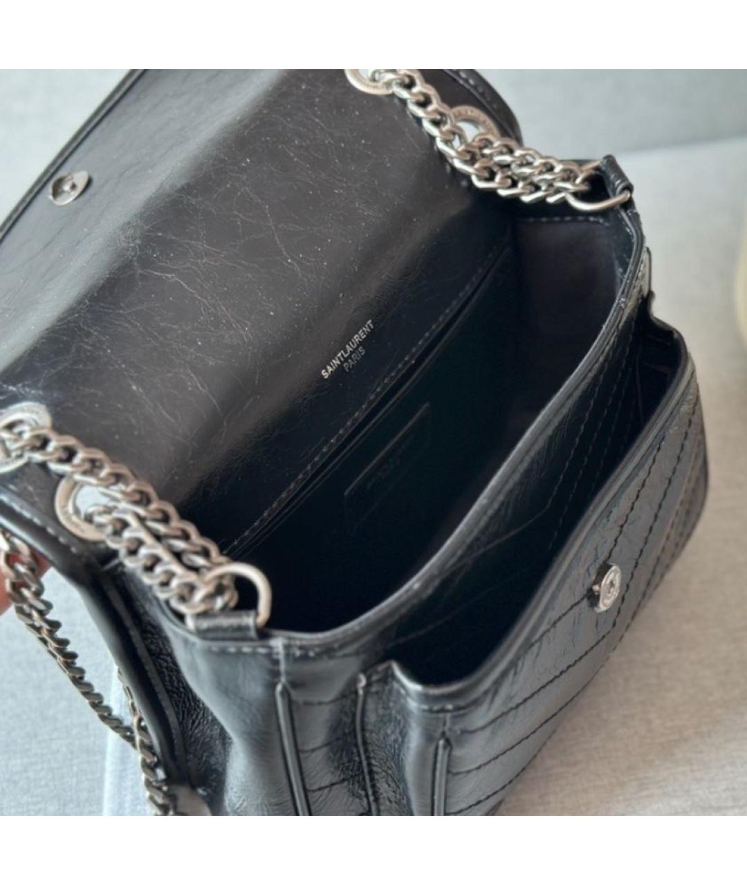 SAINT LAURENT Черная кожаная сумка через плечо, фото 3