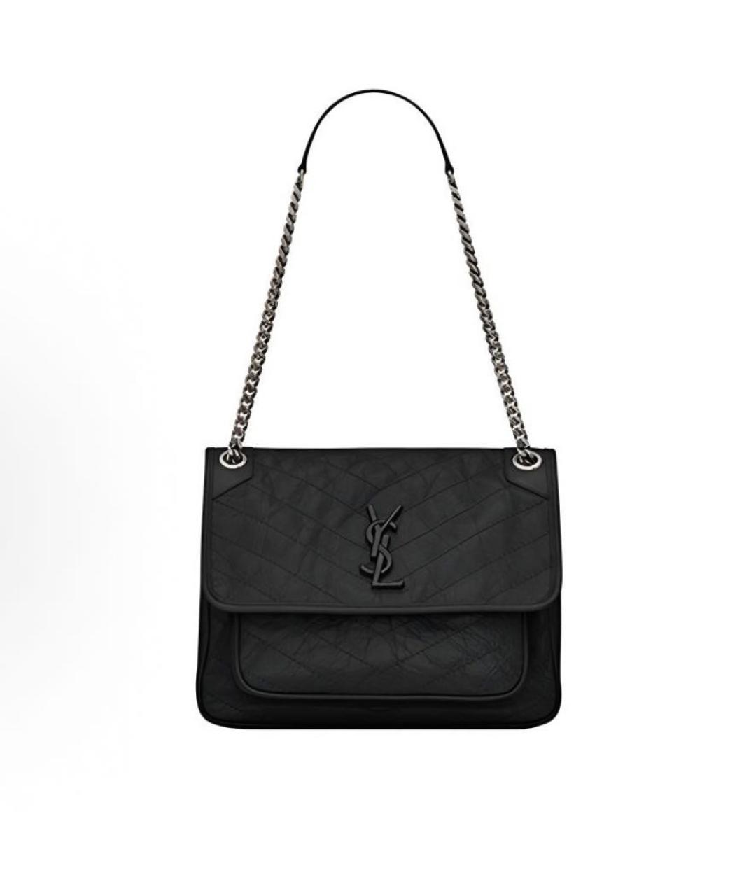 SAINT LAURENT Черная кожаная сумка через плечо, фото 4