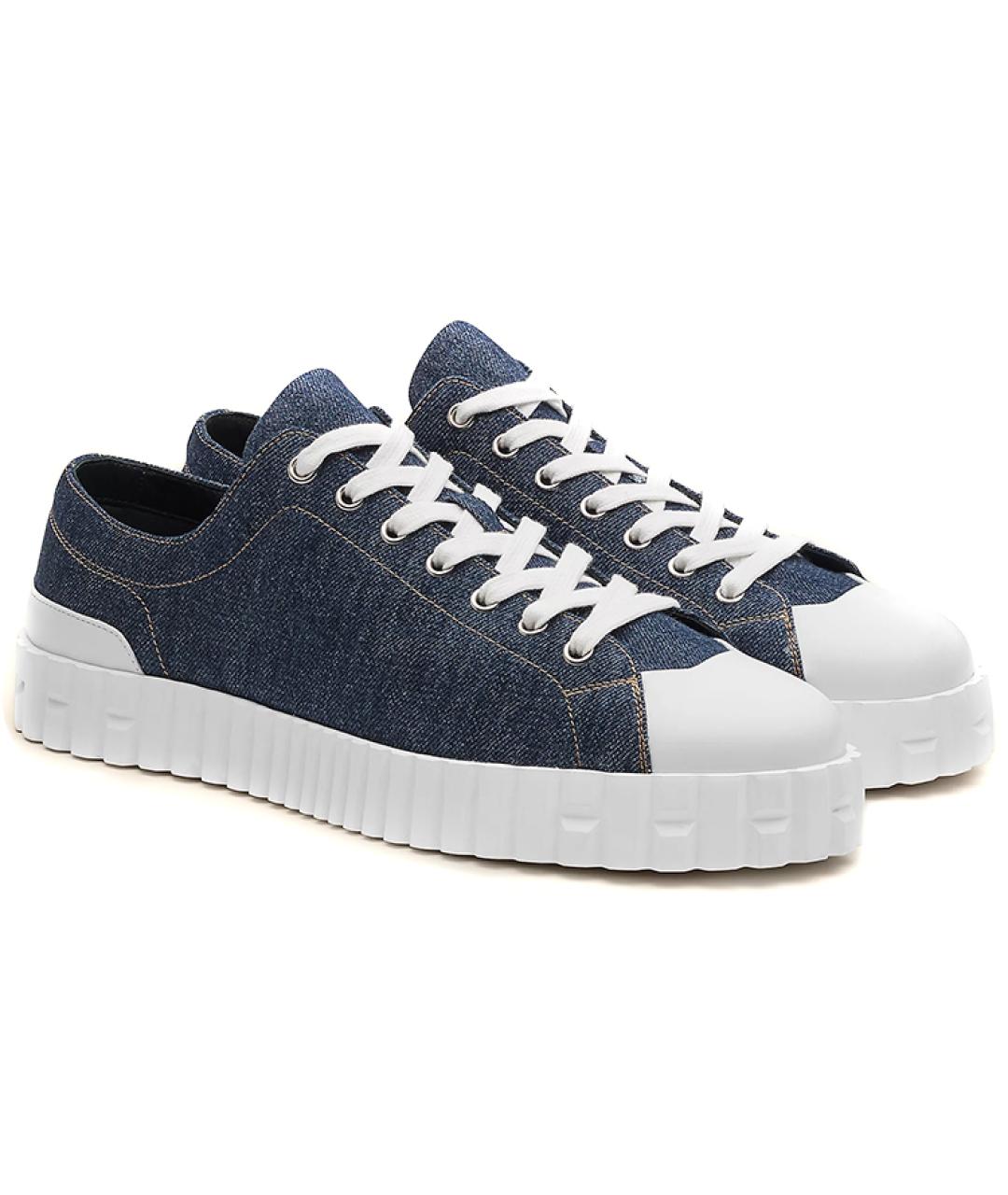 HERMES Синие текстильные низкие кроссовки / кеды, фото 4