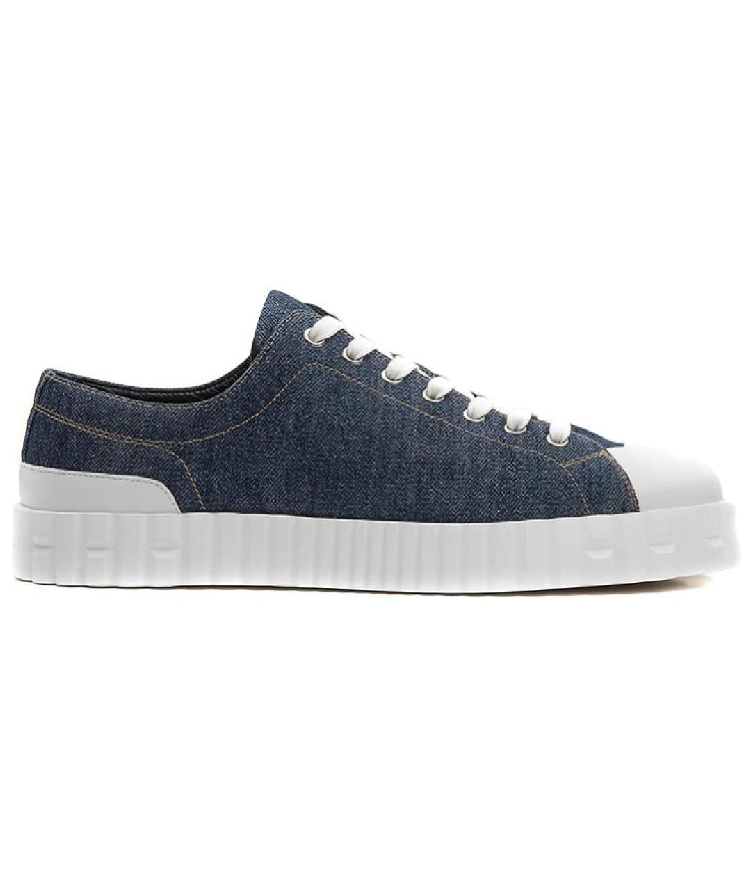 HERMES Синие текстильные низкие кроссовки / кеды, фото 6