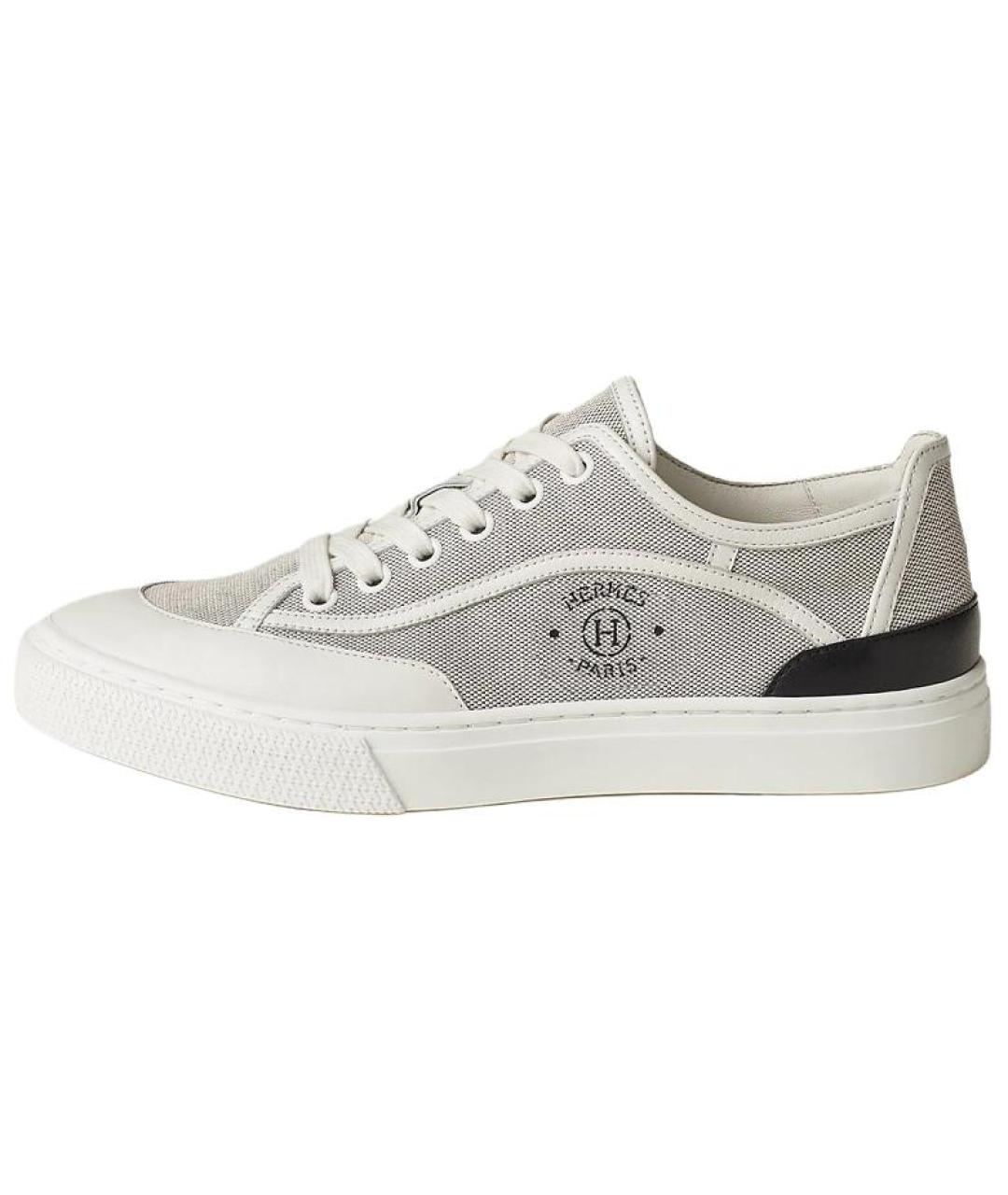 HERMES Серые текстильные кеды, фото 4