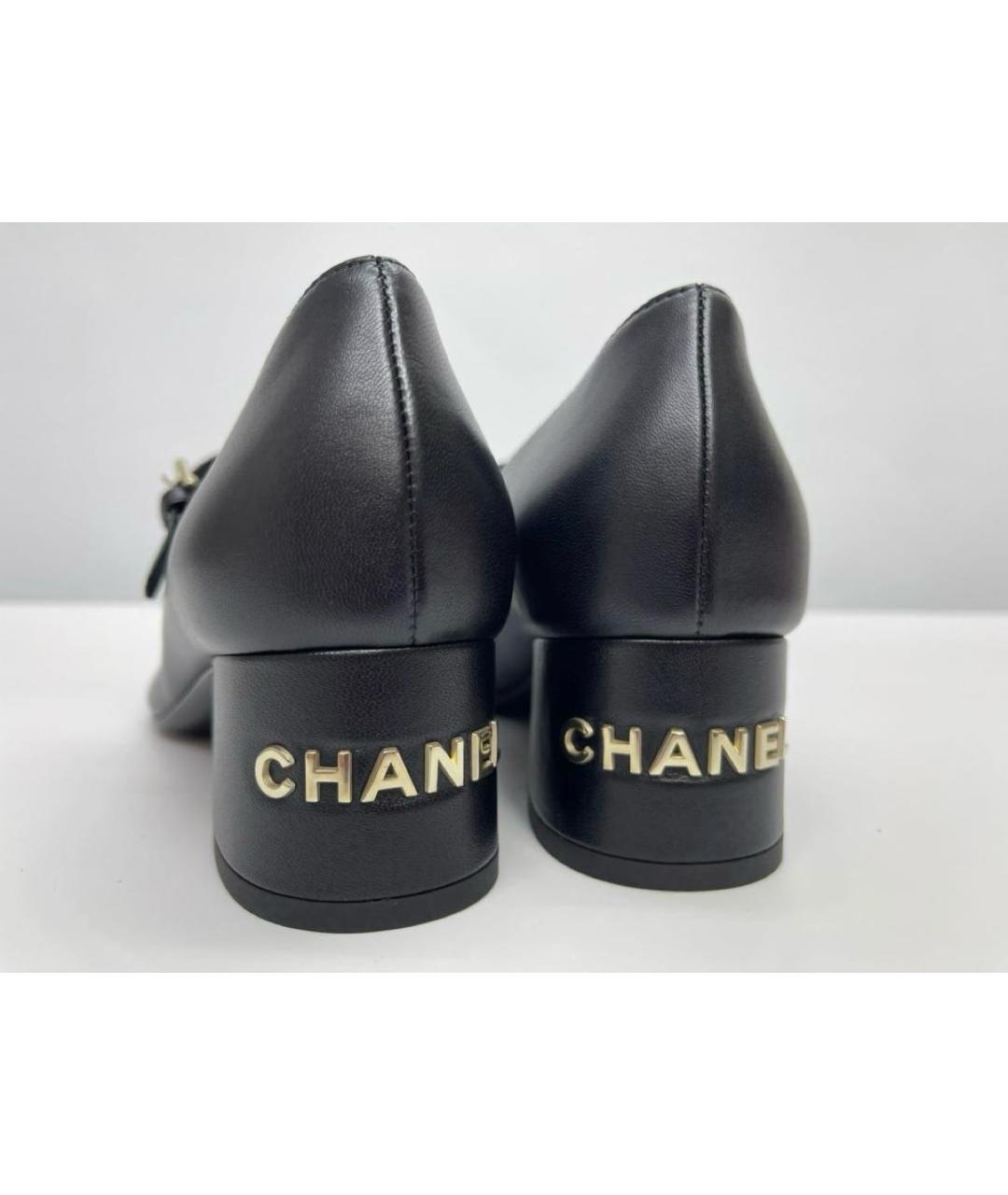 CHANEL Черные кожаные туфли, фото 4