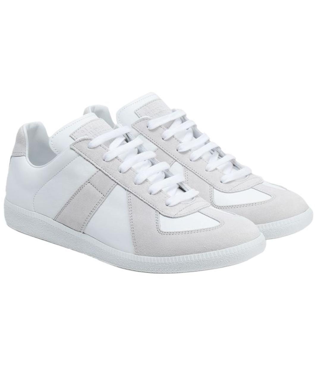 MAISON MARGIELA Белые кожаные низкие кроссовки / кеды, фото 3