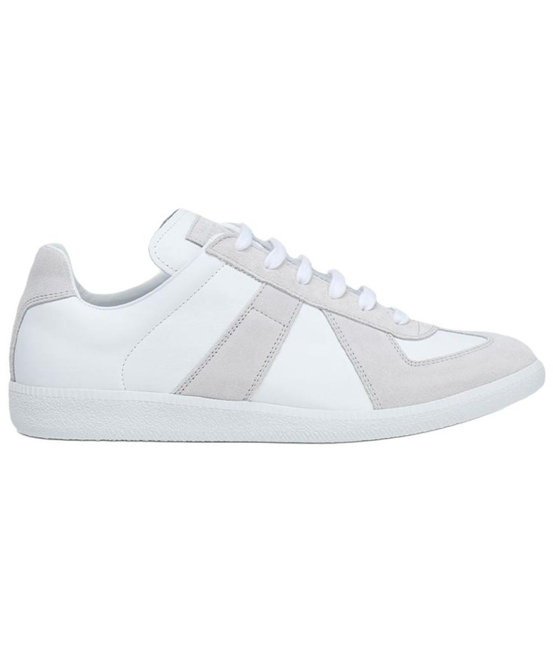 MAISON MARGIELA Белые кожаные низкие кроссовки / кеды, фото 5