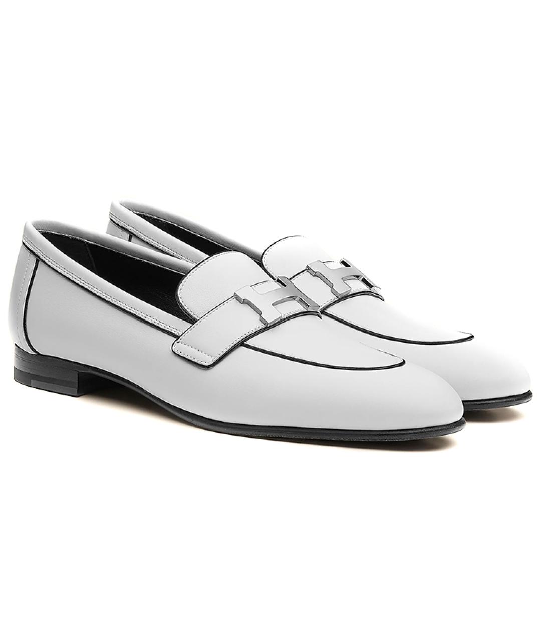HERMES Белые кожаные лоферы, фото 3