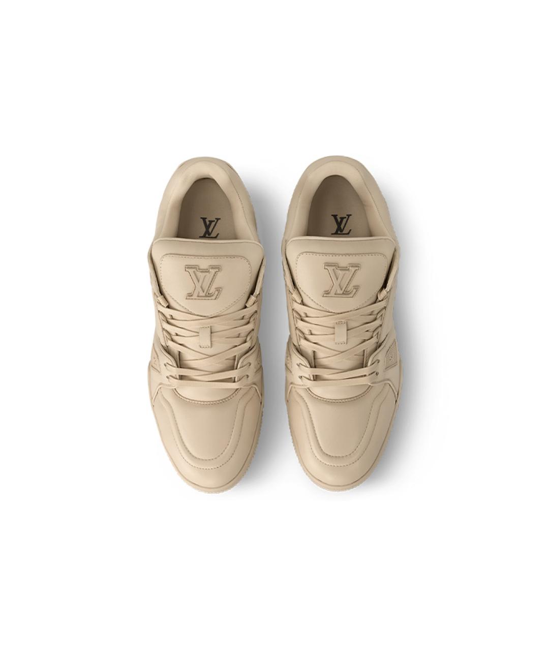 LOUIS VUITTON Бежевые кожаные высокие кроссовки / кеды, фото 3