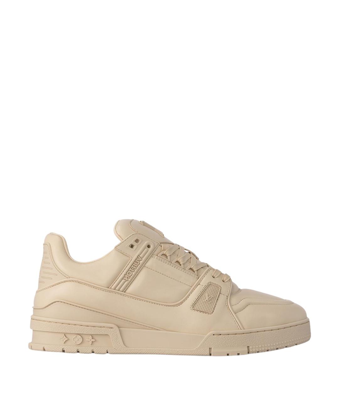 LOUIS VUITTON Бежевые кожаные высокие кроссовки / кеды, фото 1