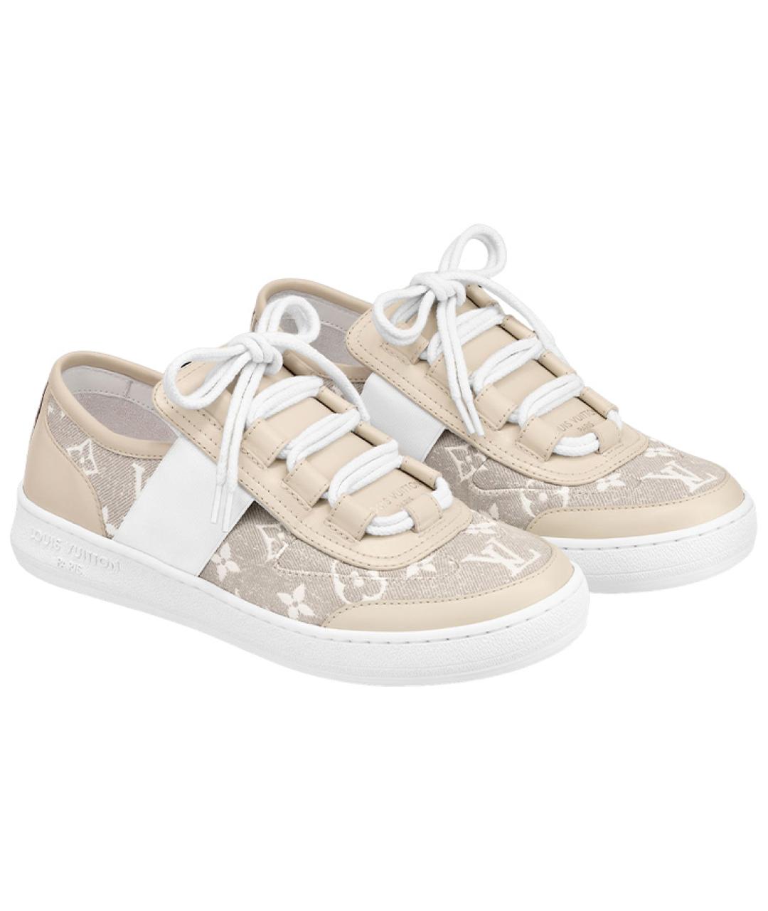 LOUIS VUITTON Бежевые текстильные кеды, фото 2