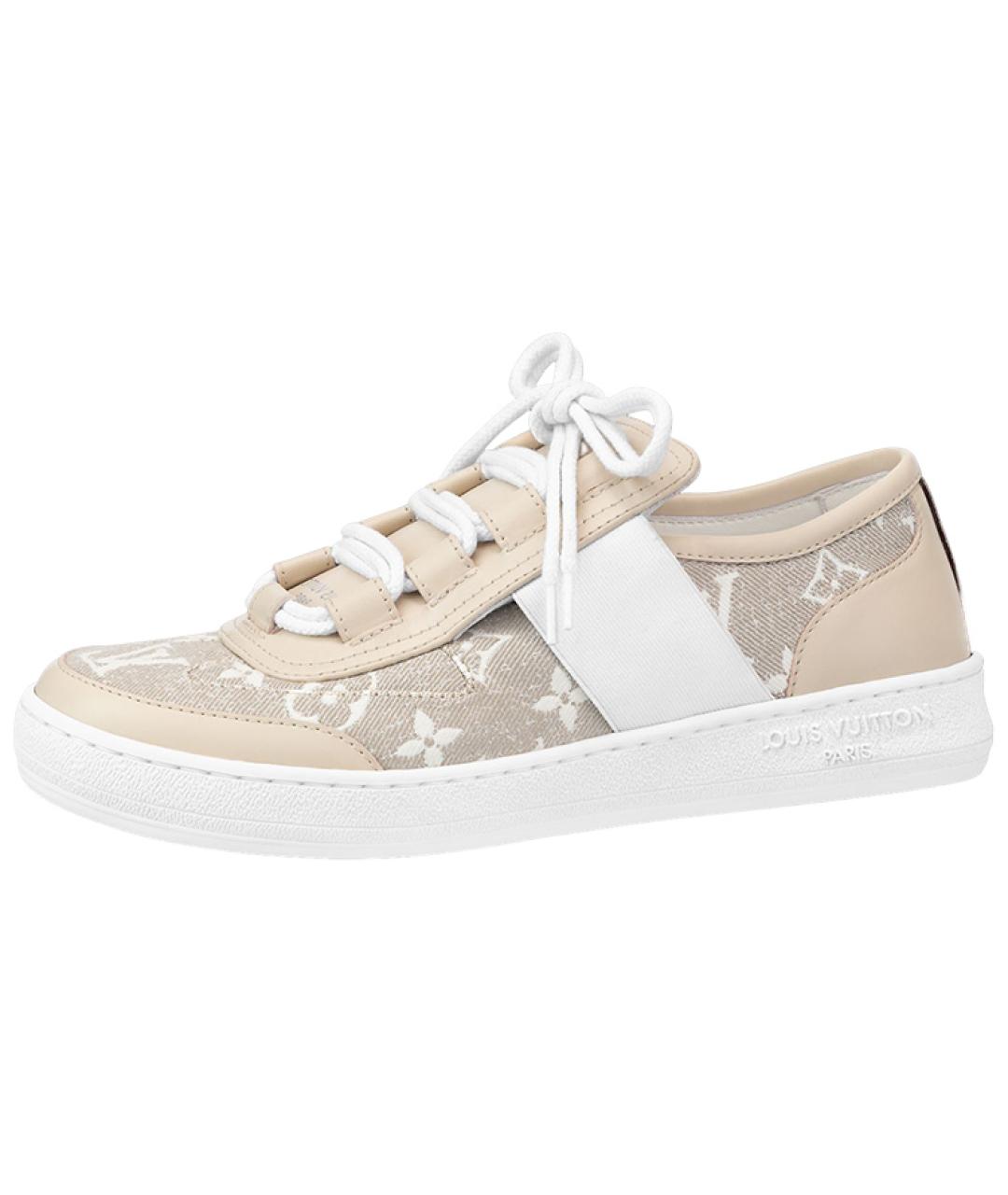 LOUIS VUITTON Бежевые текстильные кеды, фото 5