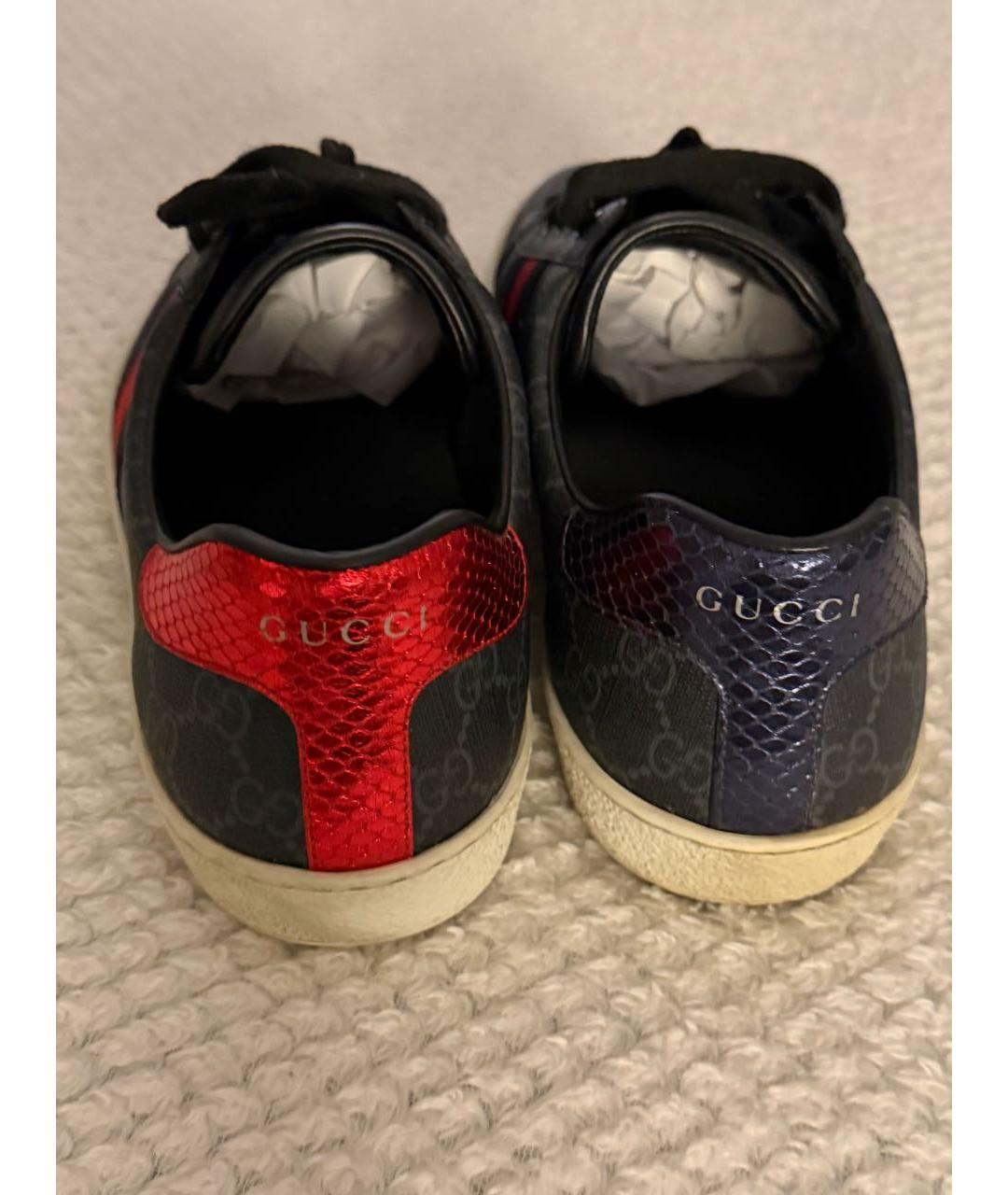 GUCCI Черные кожаные низкие кроссовки / кеды, фото 3