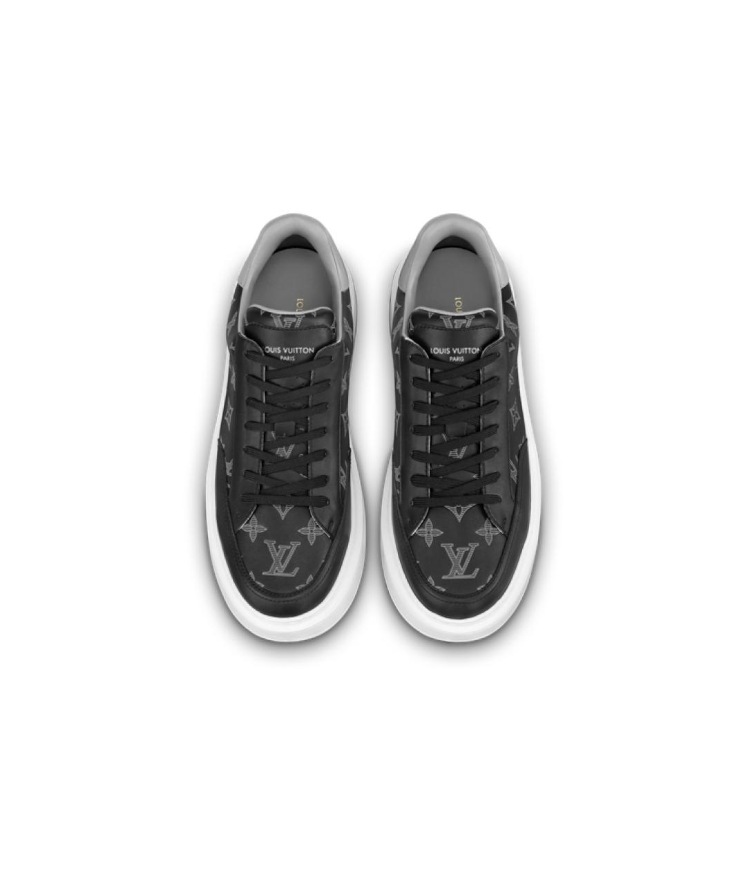 LOUIS VUITTON Черные кожаные низкие кроссовки / кеды, фото 4
