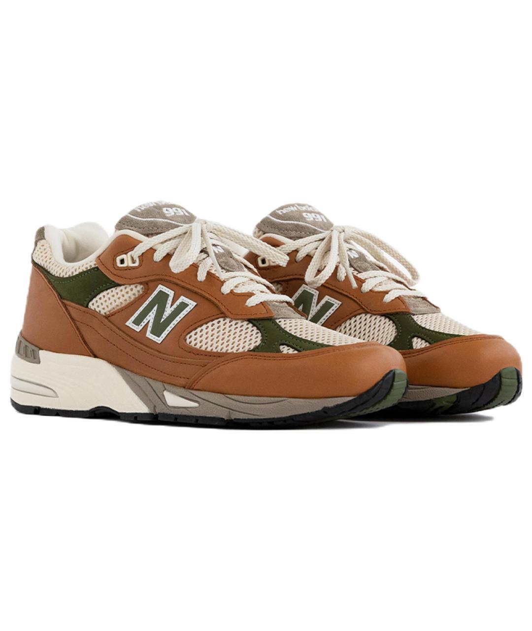 NEW BALANCE Коричневые кожаные высокие кроссовки / кеды, фото 3