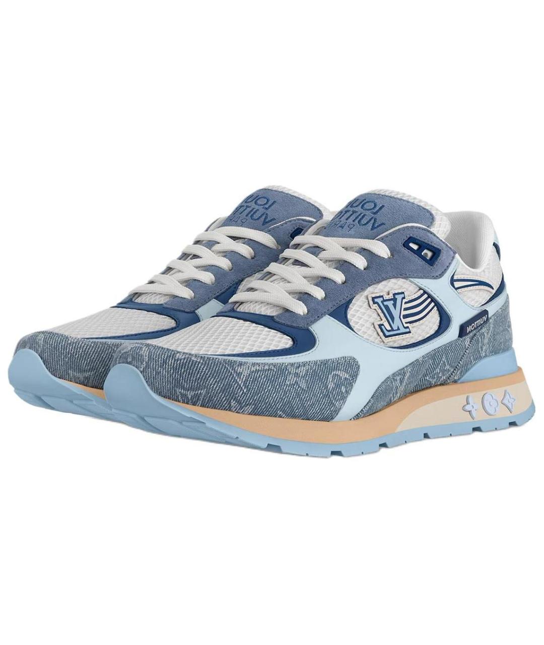 LOUIS VUITTON Голубые текстильные высокие кроссовки / кеды, фото 3