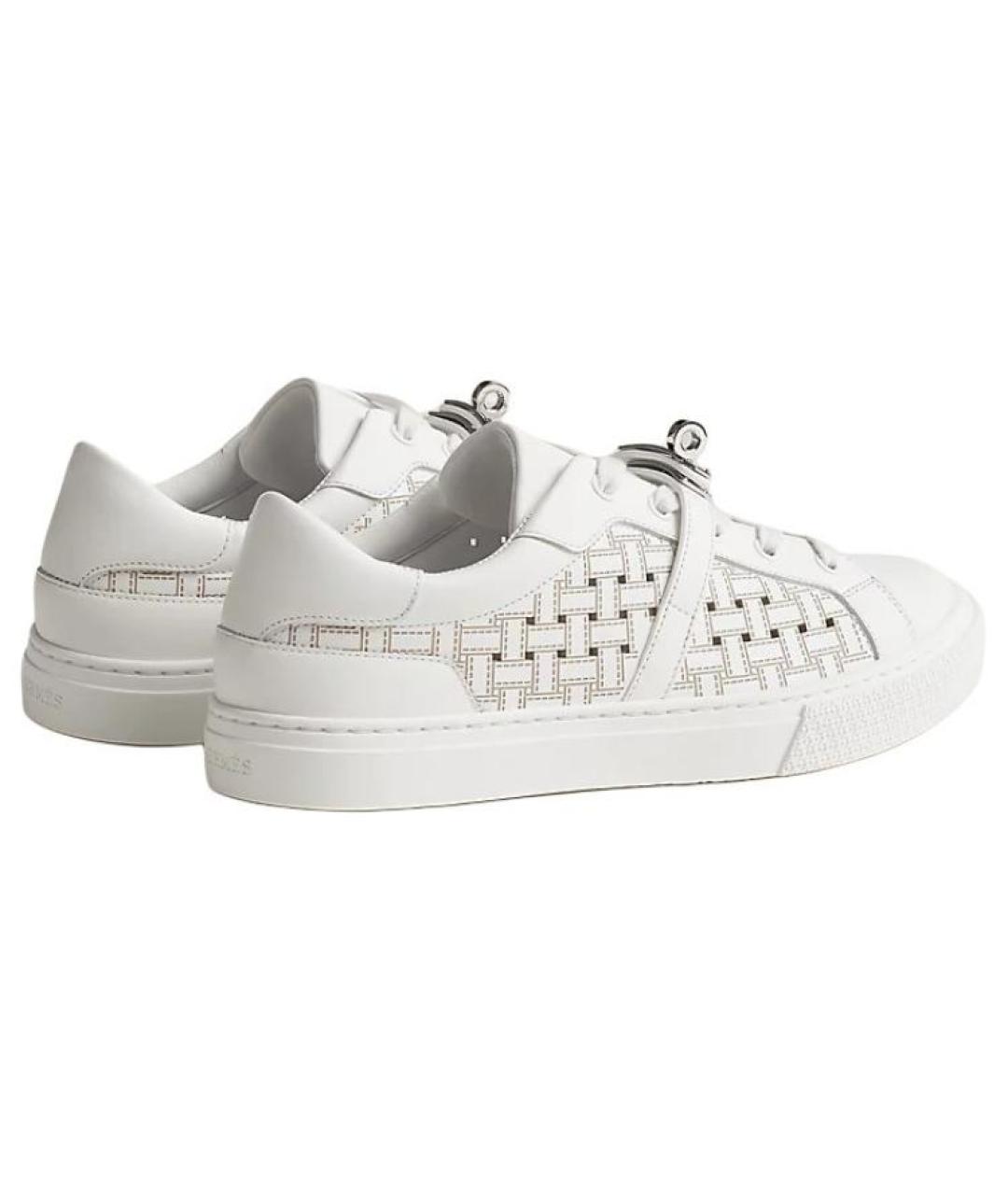 HERMES Белые кожаные кеды, фото 4