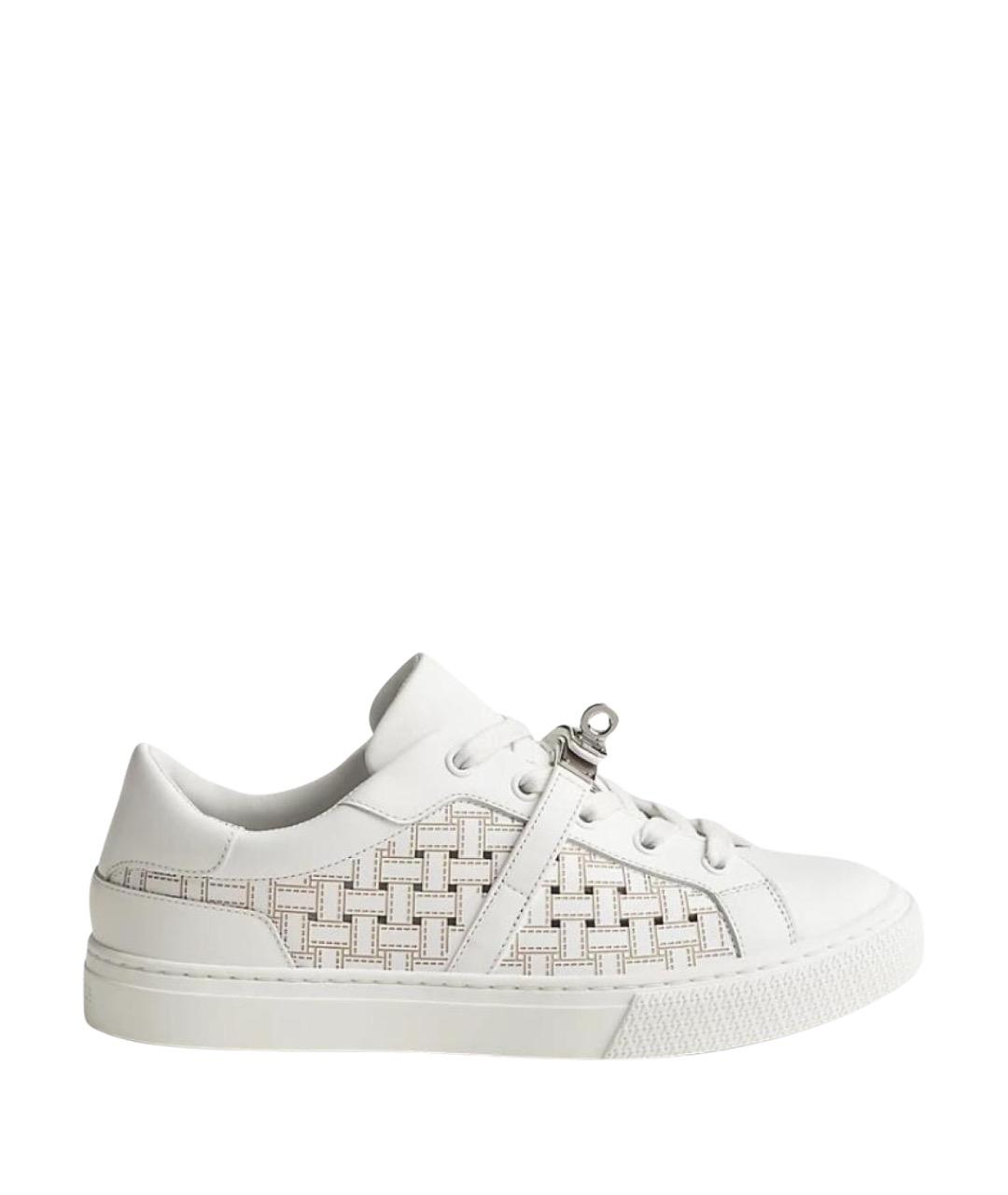 HERMES Белые кожаные кеды, фото 1