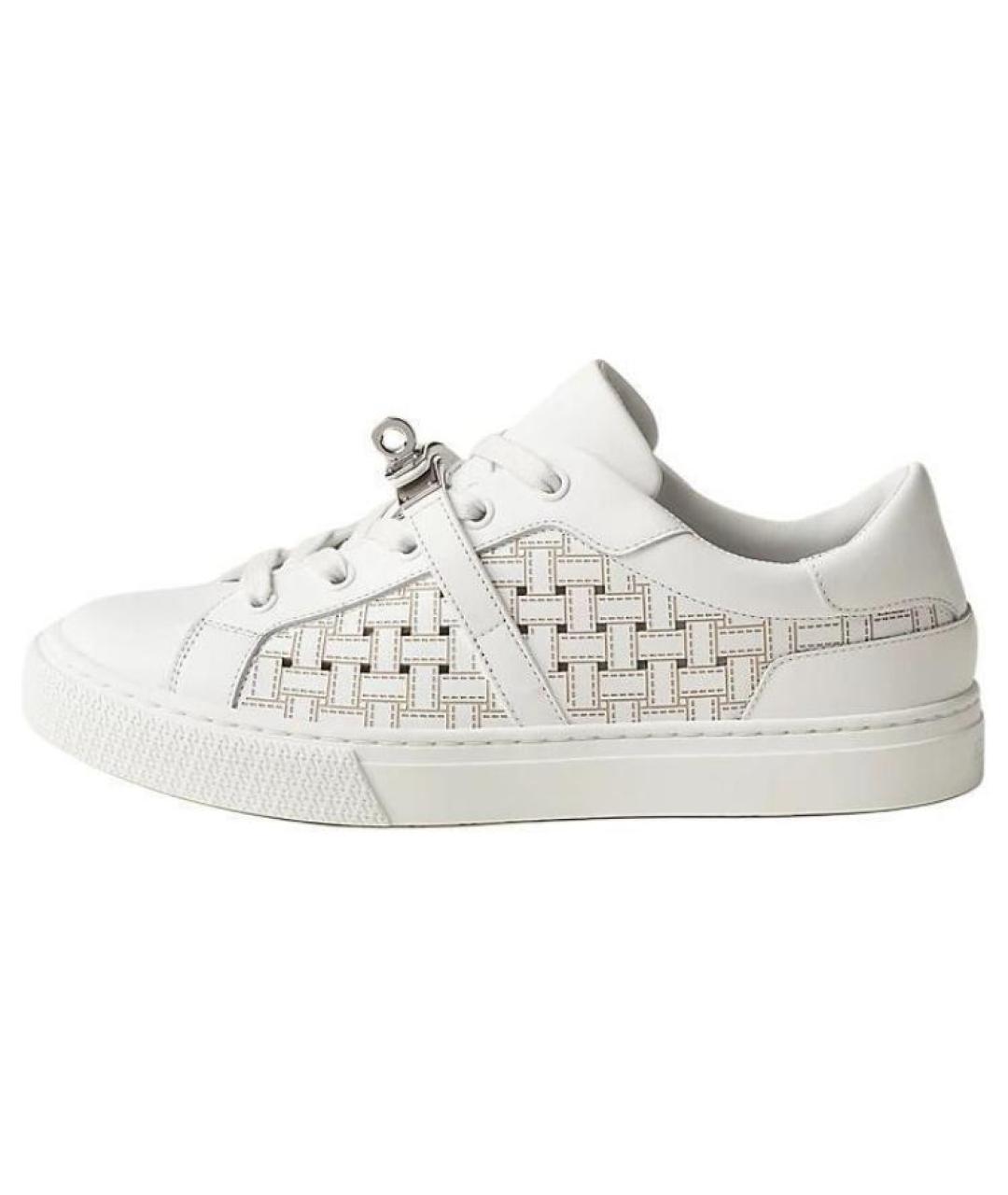 HERMES Белые кожаные кеды, фото 2