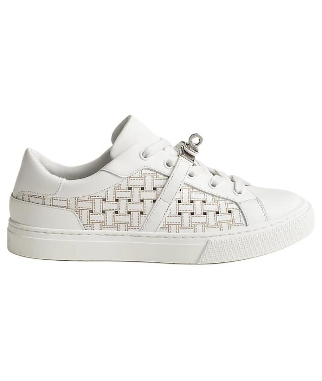 HERMES Белые кожаные кеды, фото 5