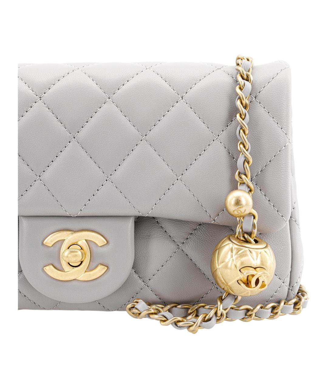 CHANEL Серая кожаная сумка через плечо, фото 4