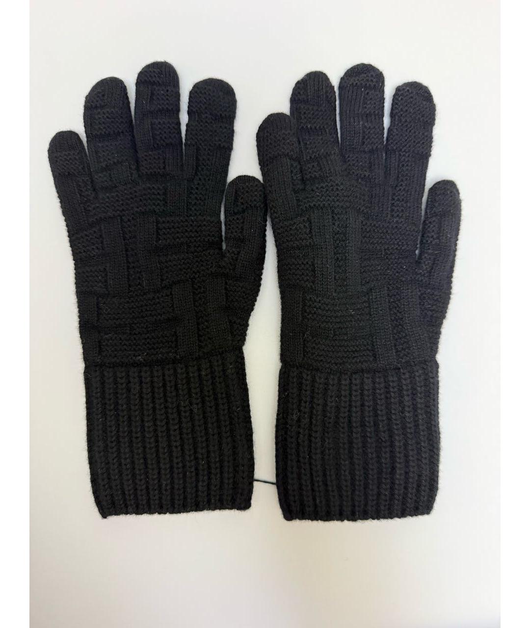 HERMES Черные шерстяные перчатки, фото 2