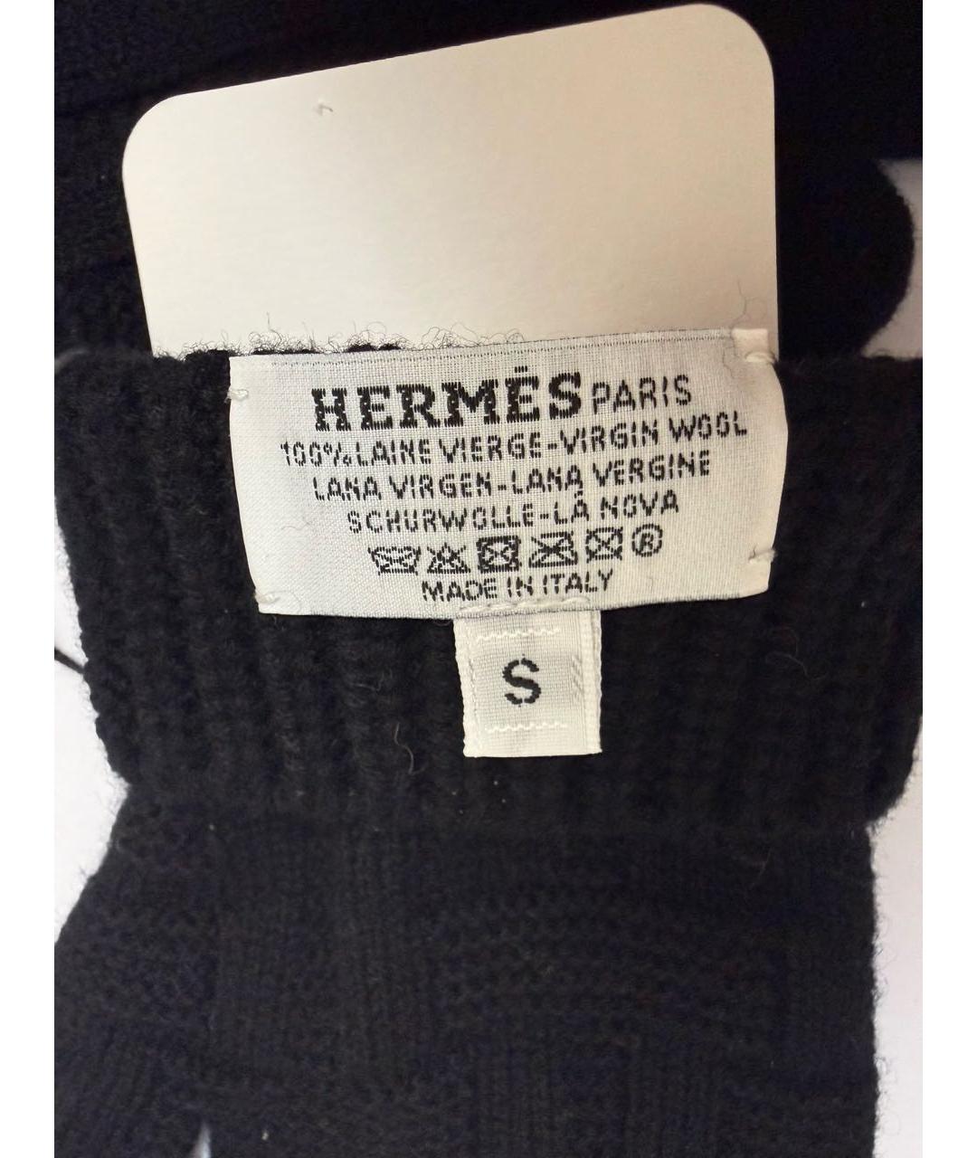 HERMES Черные шерстяные перчатки, фото 3