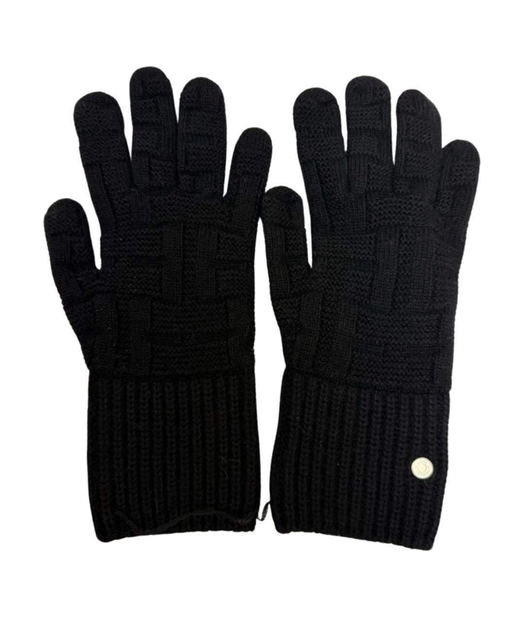 HERMES Черные шерстяные перчатки, фото 1