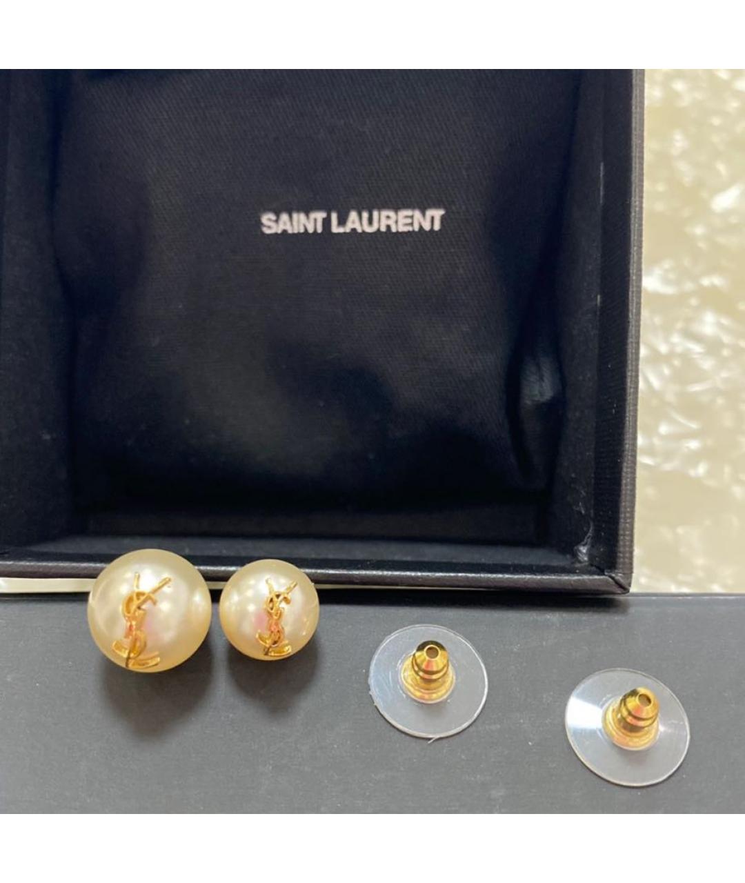 SAINT LAURENT Белые серьги, фото 2