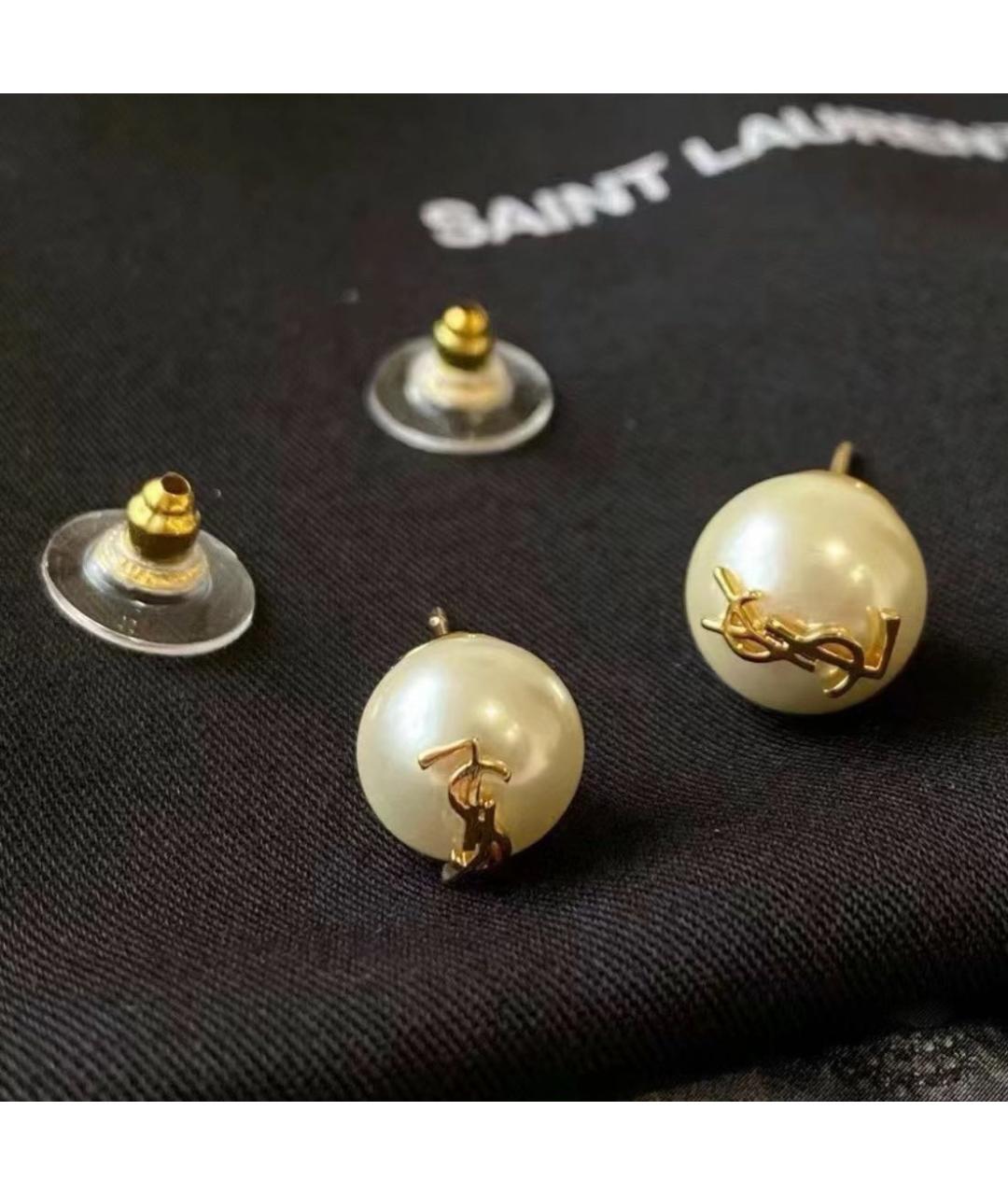 SAINT LAURENT Белые серьги, фото 3