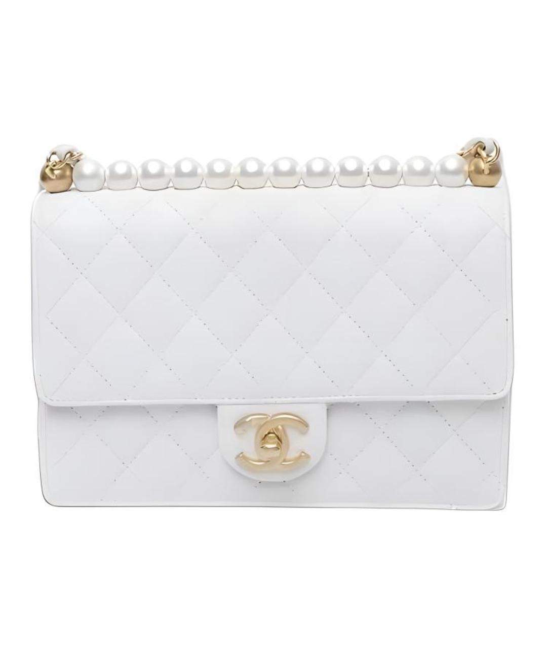 CHANEL Белая кожаная сумка через плечо, фото 3