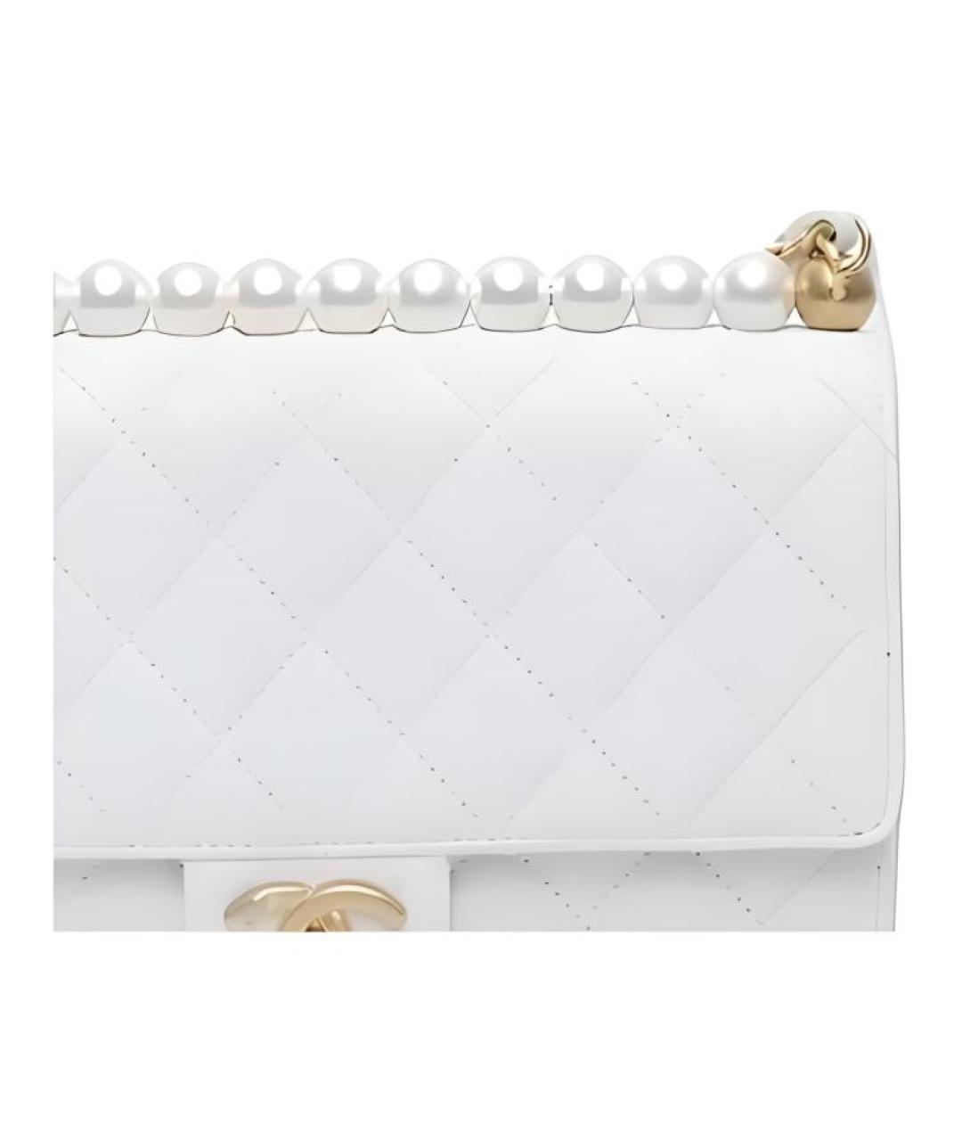 CHANEL Белая кожаная сумка через плечо, фото 2