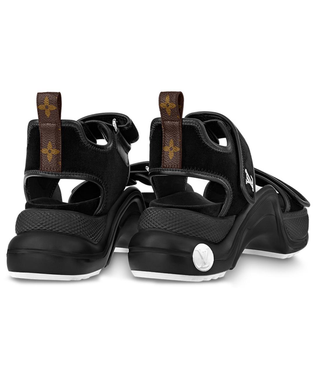 LOUIS VUITTON Черные замшевые сандалии, фото 5