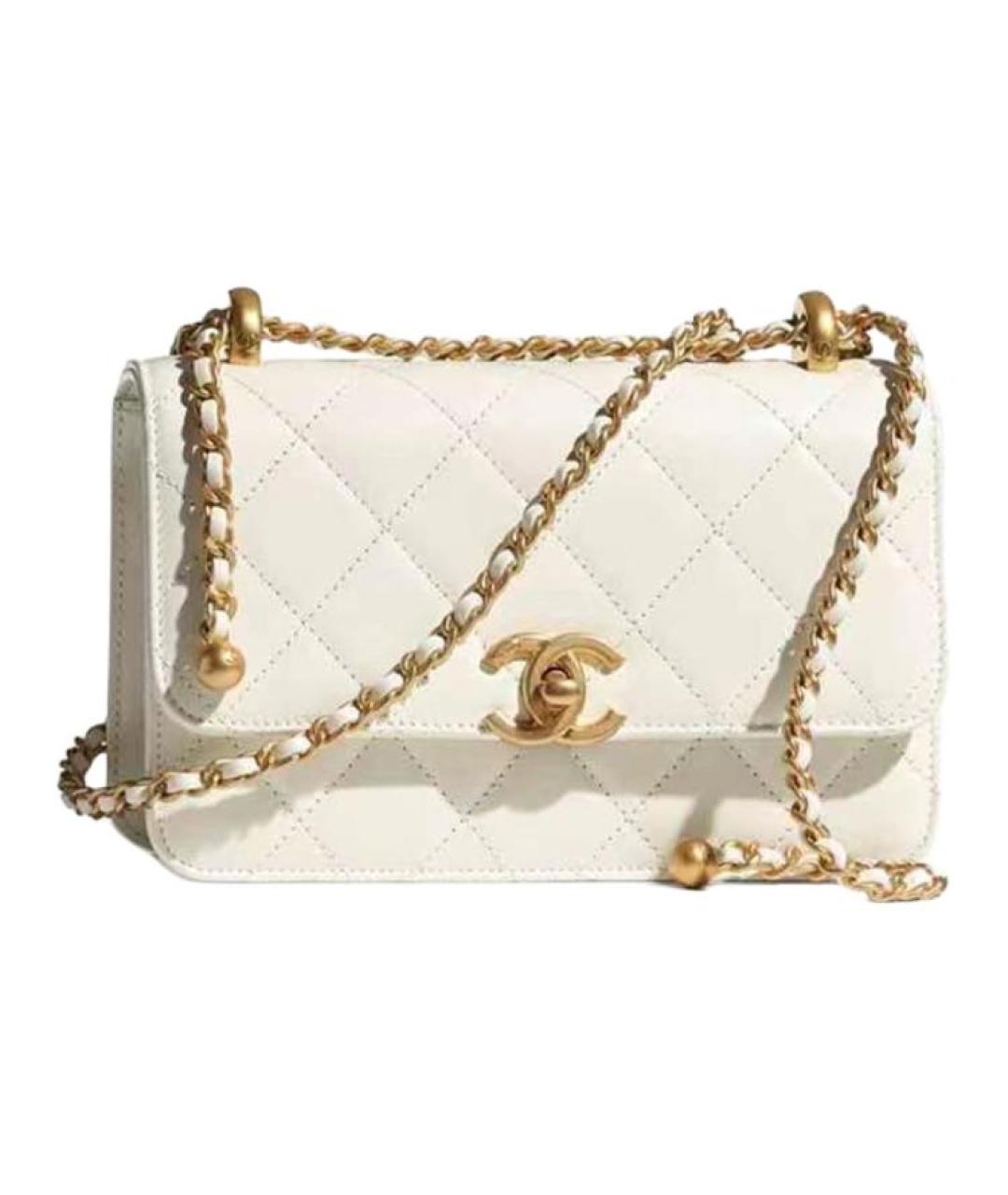 CHANEL Белая кожаная сумка через плечо, фото 1