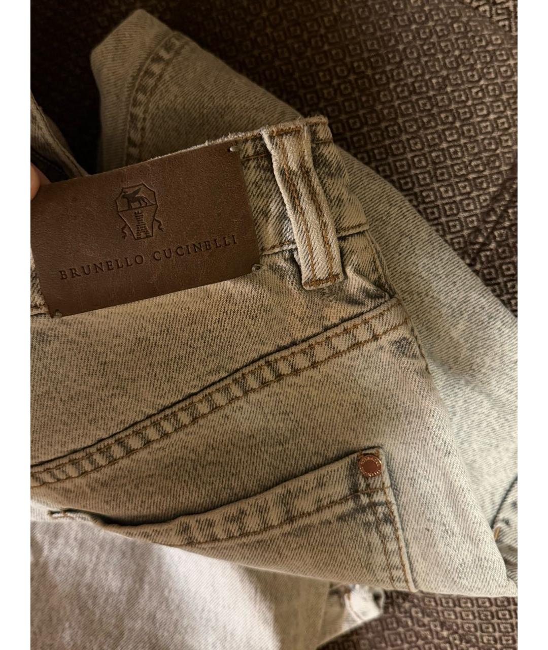 BRUNELLO CUCINELLI Серые хлопковые джинсы слим, фото 6